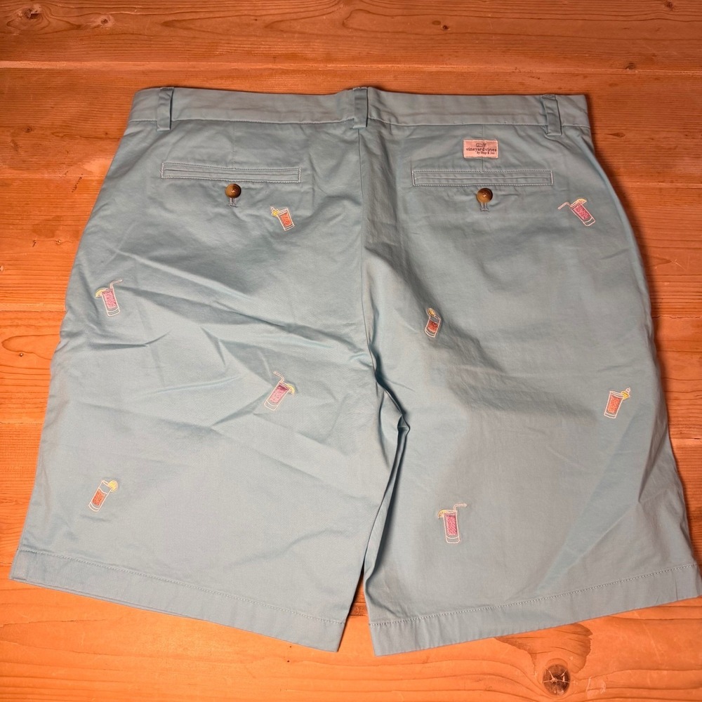 Vineyard Vines Mens 36 Light Teal Cocktail Drink Embroidered Breaker Shorts 9in - Picture 3 of 8